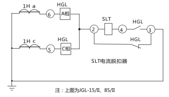 JGL-12/Ⅱ二相靜態(tài)反時限過流繼電器典型應用接線圖