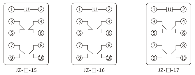 JZY（J)-414靜態(tài)中間繼電器內(nèi)部接線圖及外引接線圖