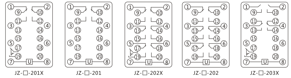 JZY（J)-414靜態(tài)中間繼電器內(nèi)部接線圖及外引接線圖